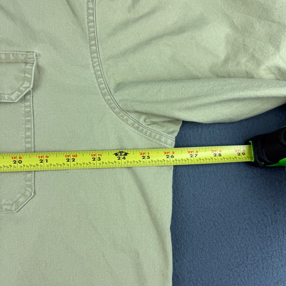 LL Bean Sunwashed Canvas Shirt Mens XLT Beige Flannel Workwear Chore Flap Pocket - Picture 5 of 7